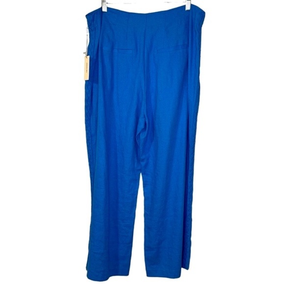 NWT Jason Wu Blue Linen Blend Braided High Waist Wide leg crop Pant Womens 8 - Picture 2 of 14